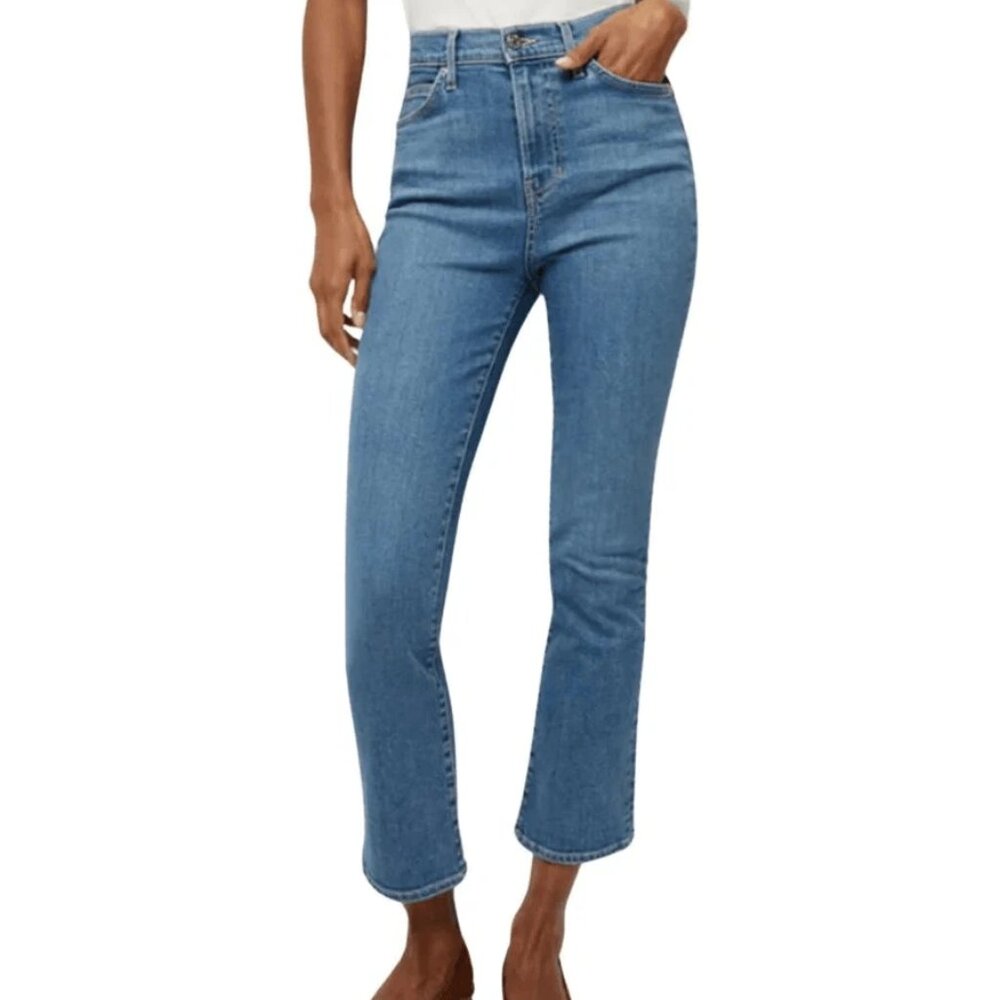 VERONICA BEARD JEANS CARLY KICK FLARE HIGH RISE SUPER-STRETCH DENIM CROPPED 25 - Picture 2 of 8